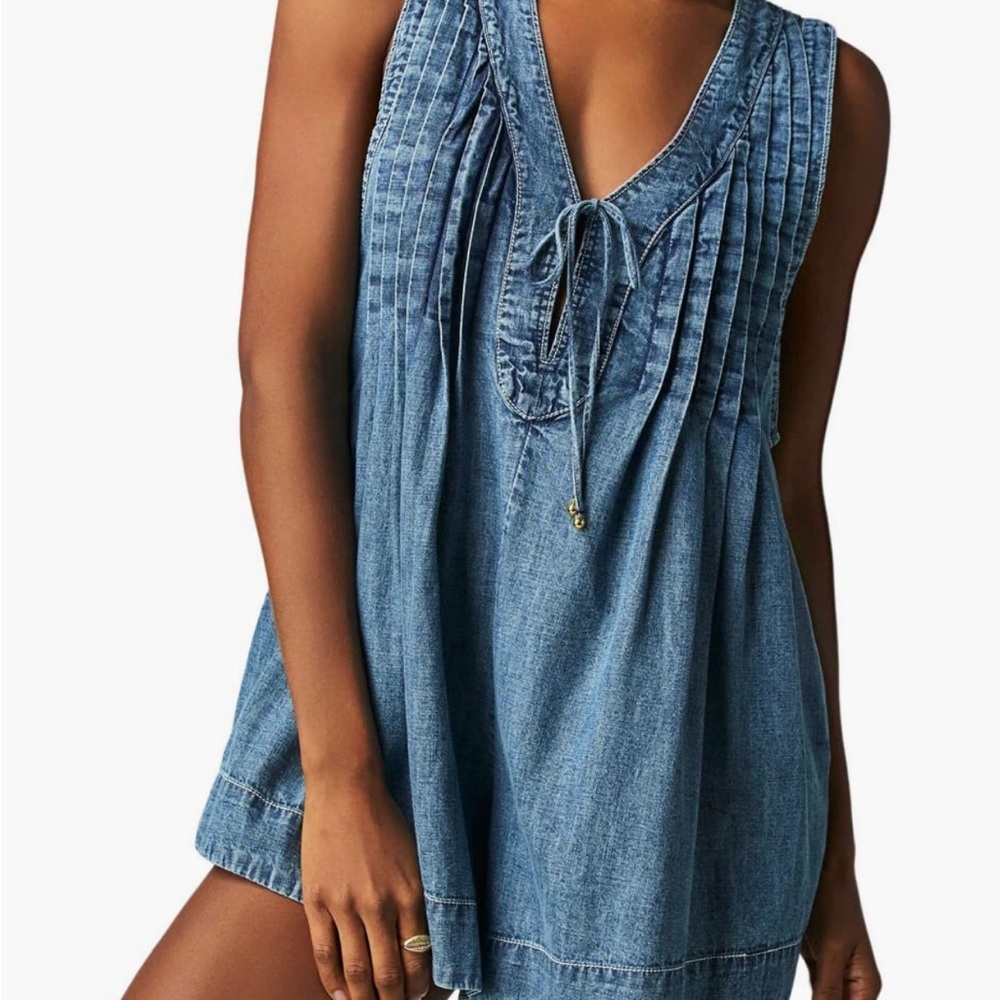 Free People Blue Denim Sleeveless Dress